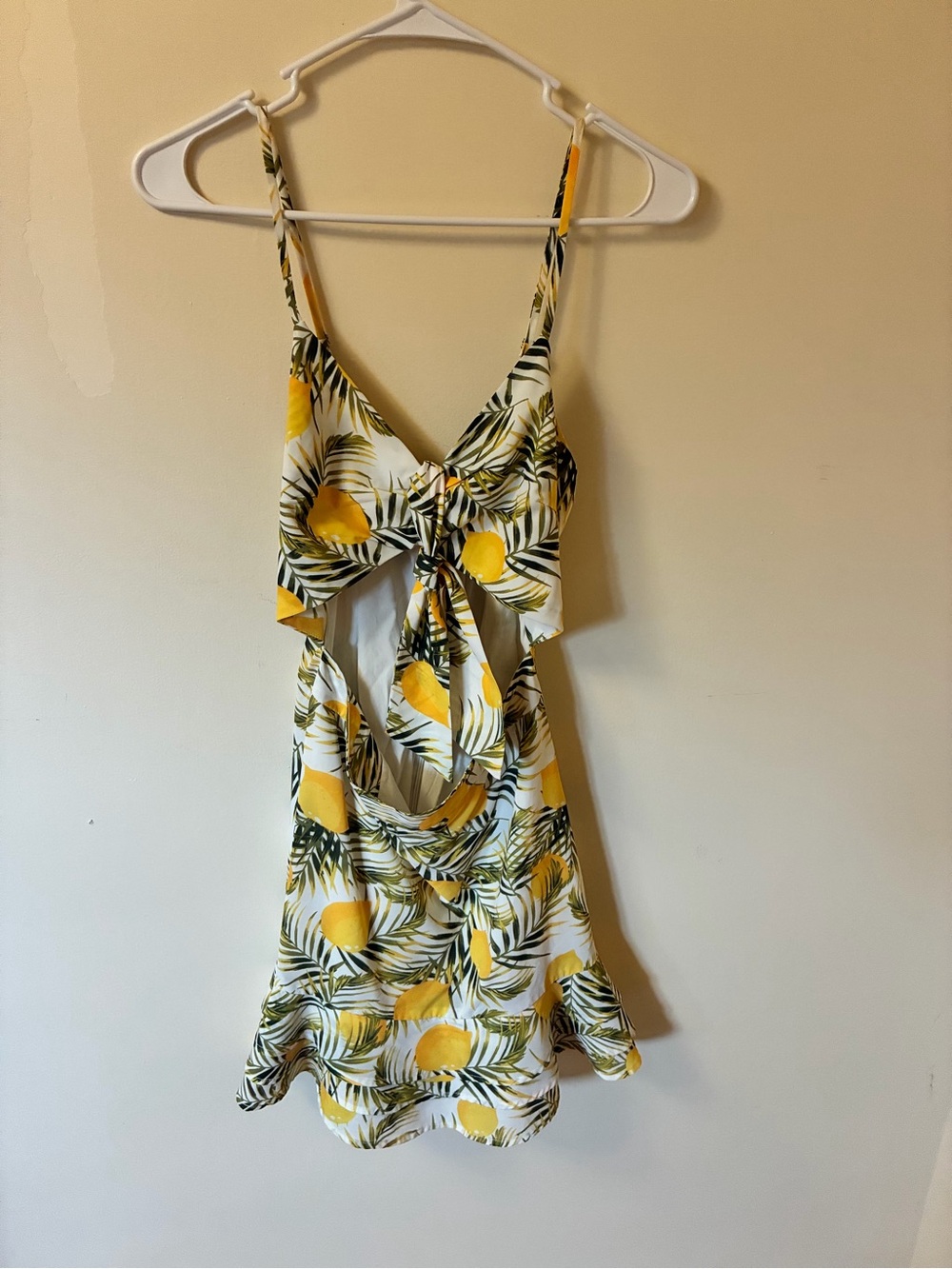 Lena Yellow & Green Tropical Cutout Mini Dress